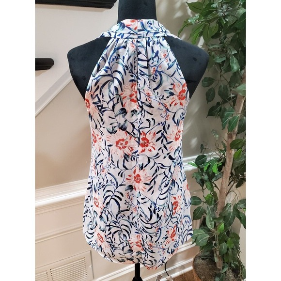 Cabi Women's White Floral 100% Polyester V-Neck Sleeveless Casual Top Blouse S - Picture 6 of 12